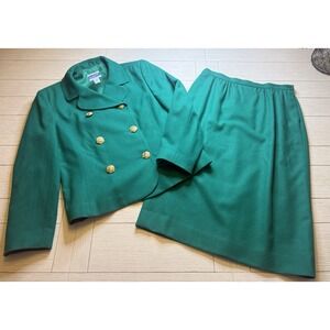 PENDLETON Vintage Virgin Wool‎ Lined 2 Pc Pencil Skirt 12 & Blazer 14 Suit Green